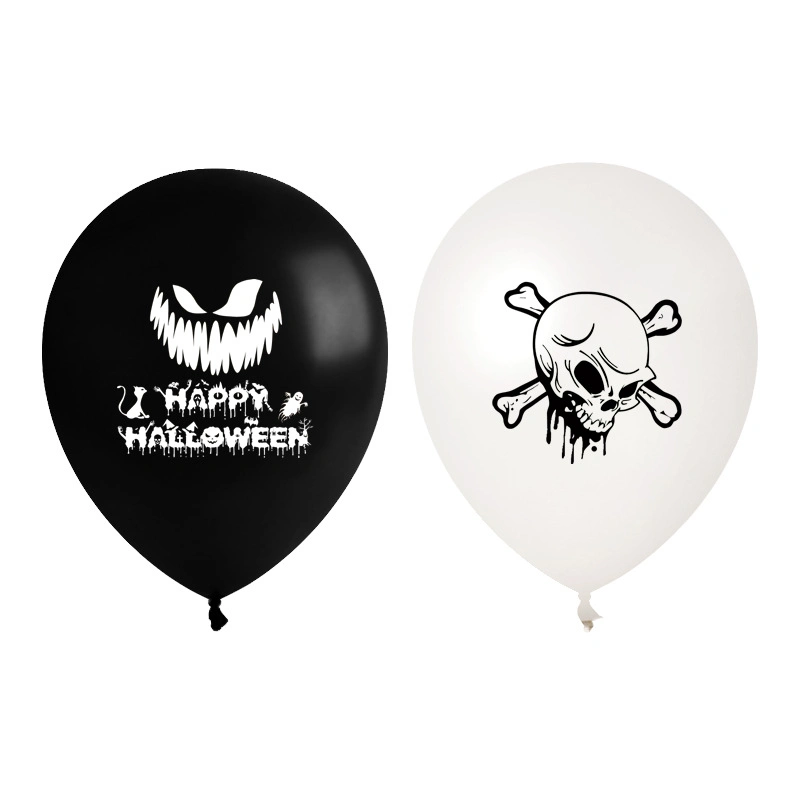 Halloween Party Balloon Black and White Theme 18 Inch Round Five-Pointed Star Aluminum Film Balloon 12 Inch Printed Latex Balloon